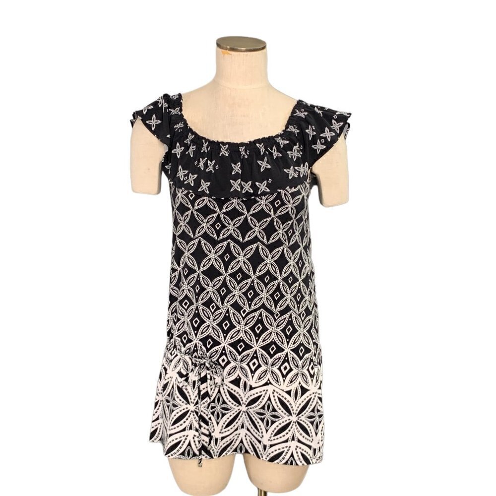 WHBM/White‎ House Black Market Ruffle-Scoop Neck/Off Shoulder Top S #106D